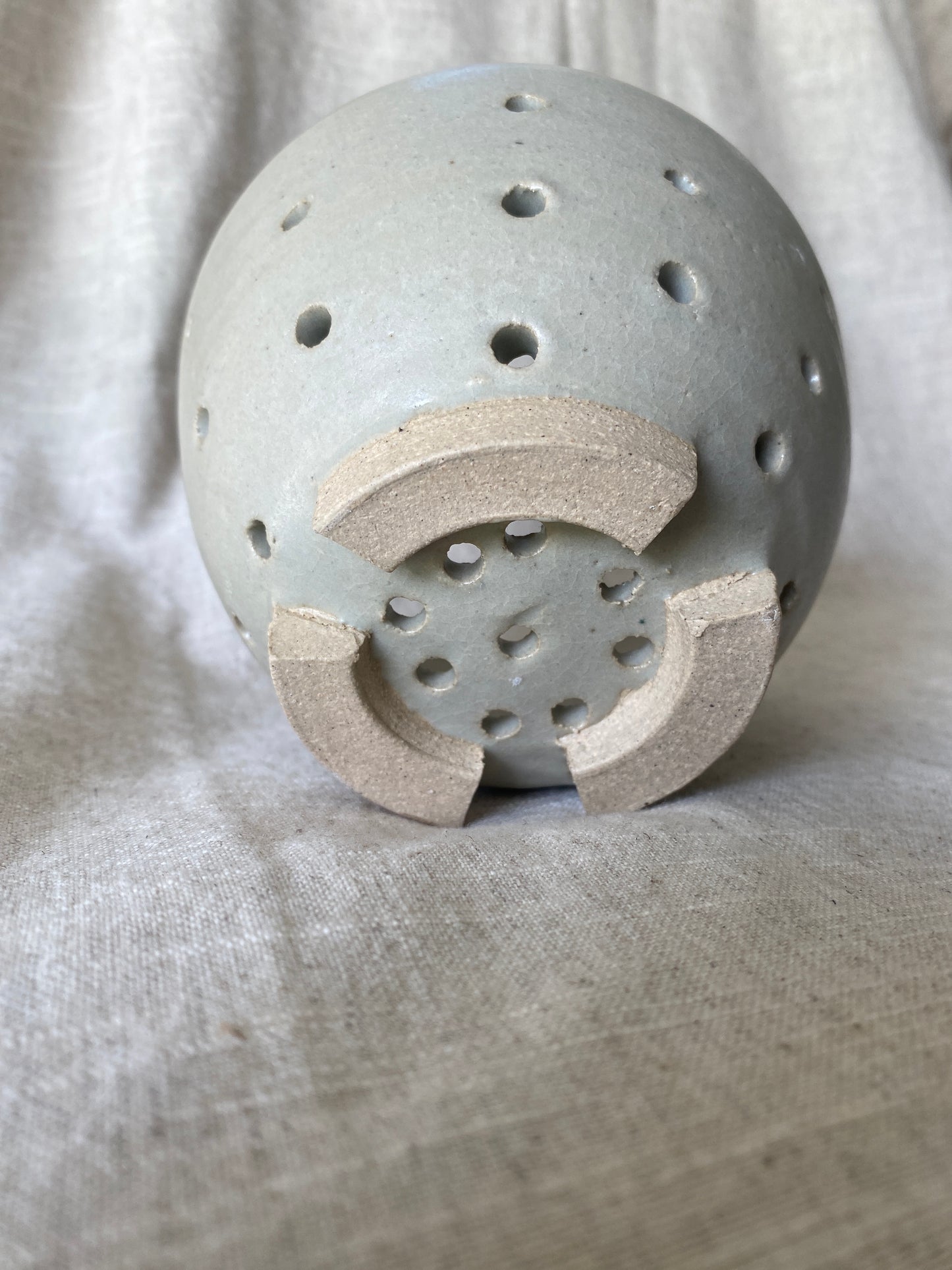Hand crafted ceramic individual berry bowl in sage green
