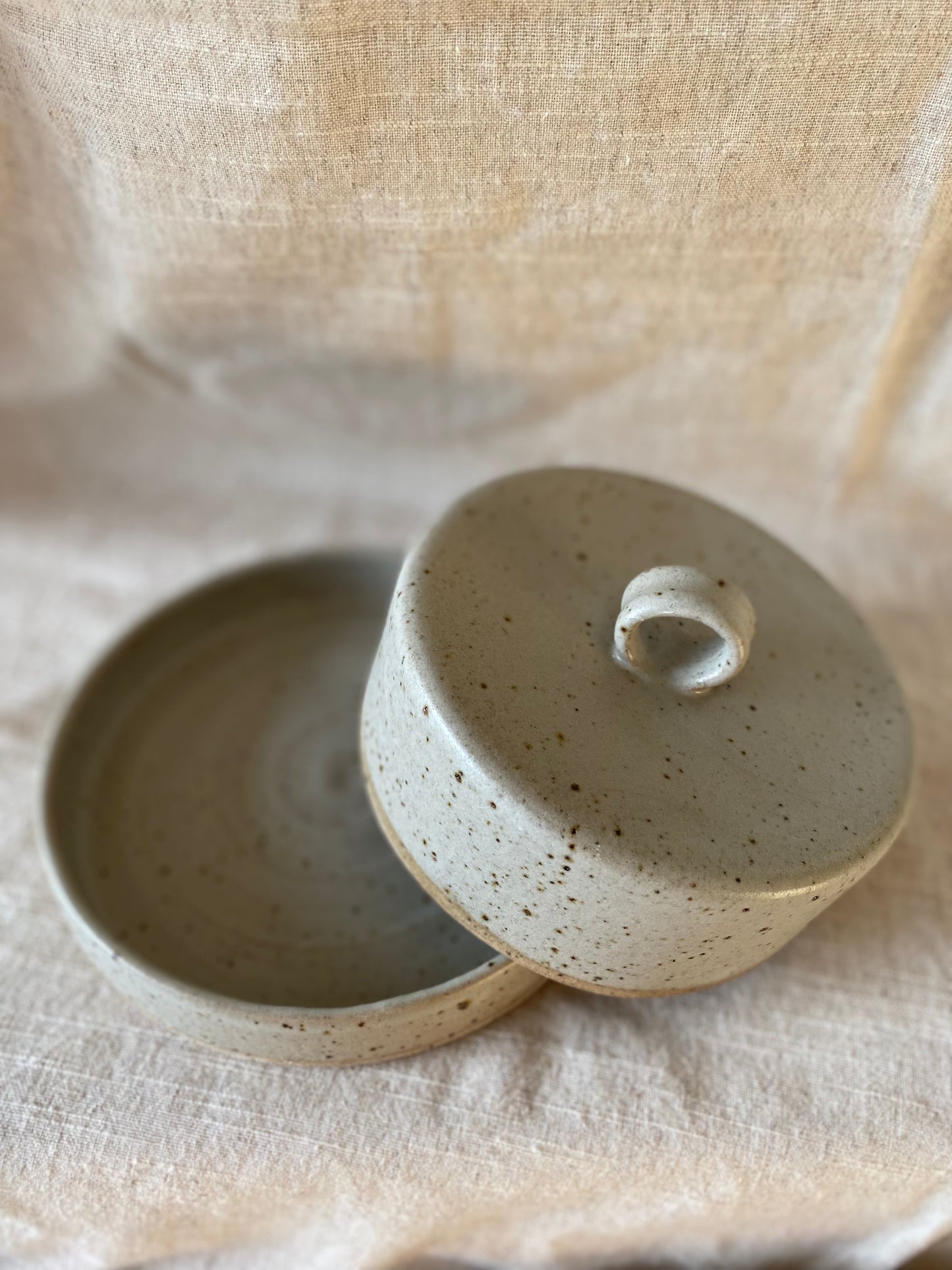 Hand Crafted butter dish sage green