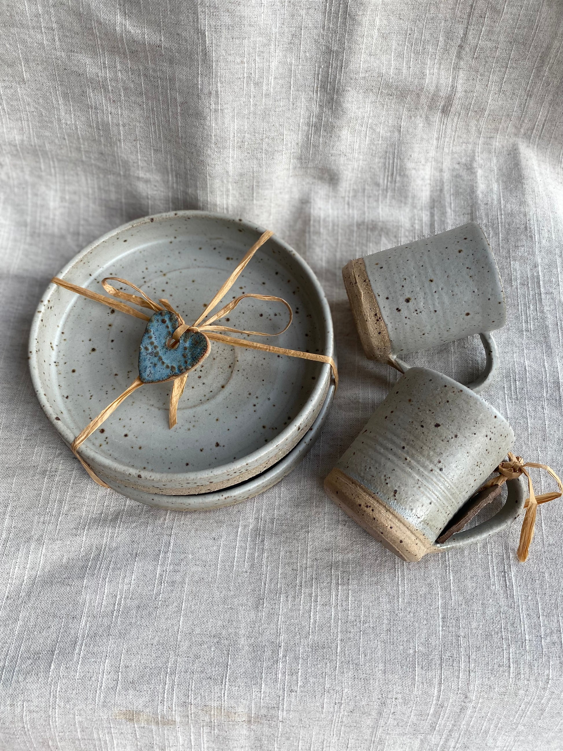 Giftware Artisan crafted tableware, "Sage" side plates, Espresso cups