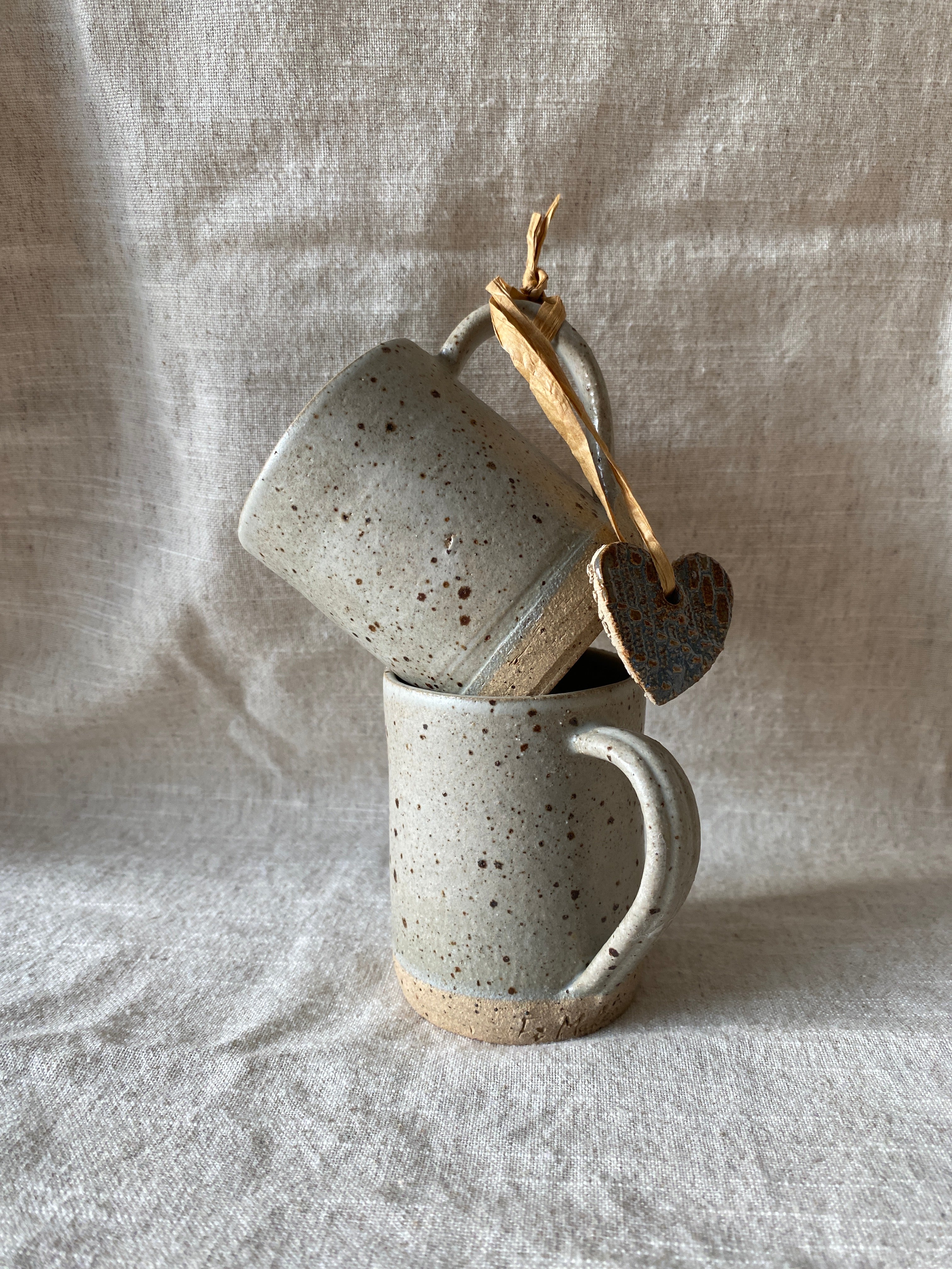 Handmade ceramic espresso cups set of 2 speckled sage