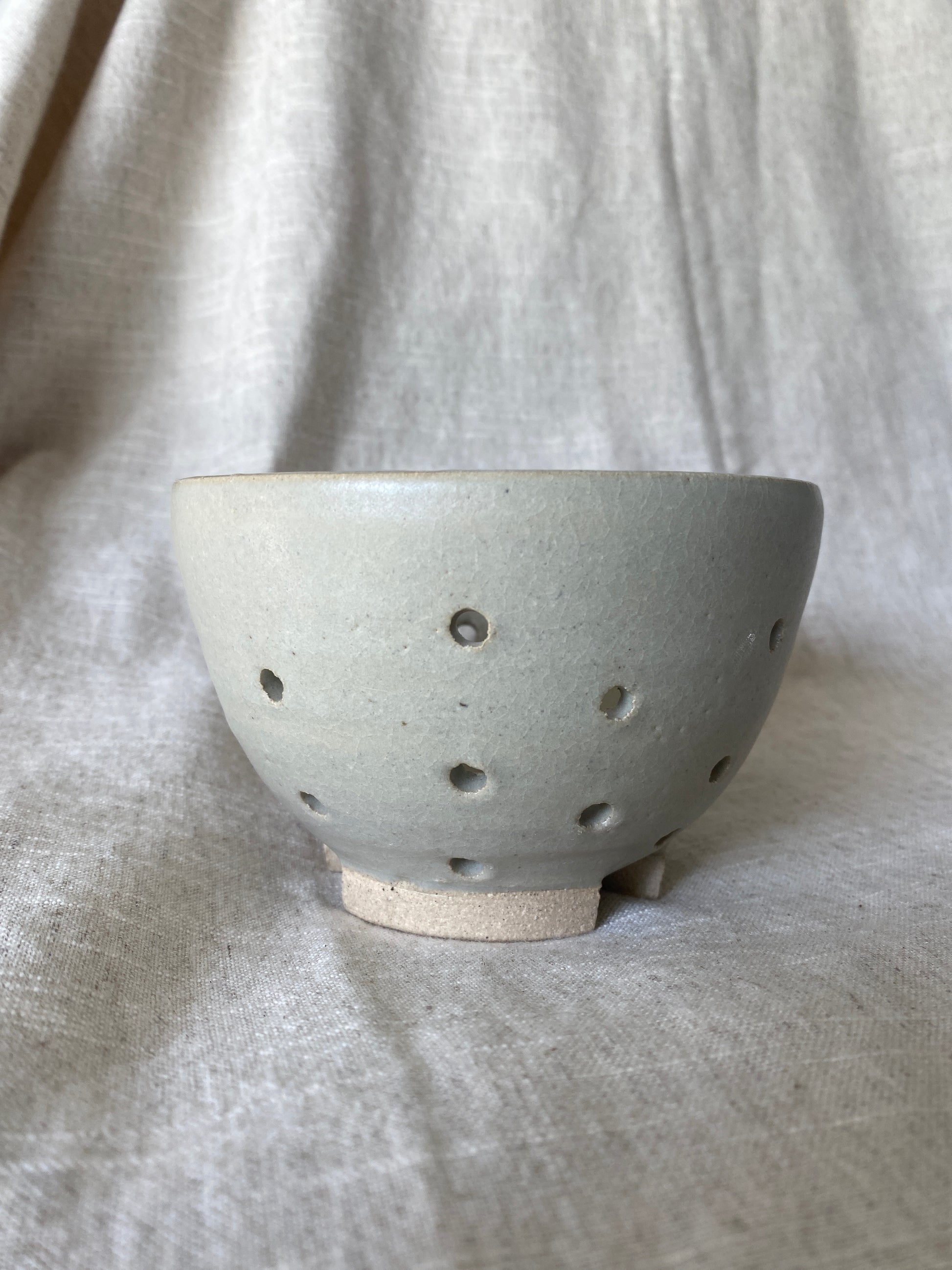 Individual ceramic berry bowl hand crafted in sage finish