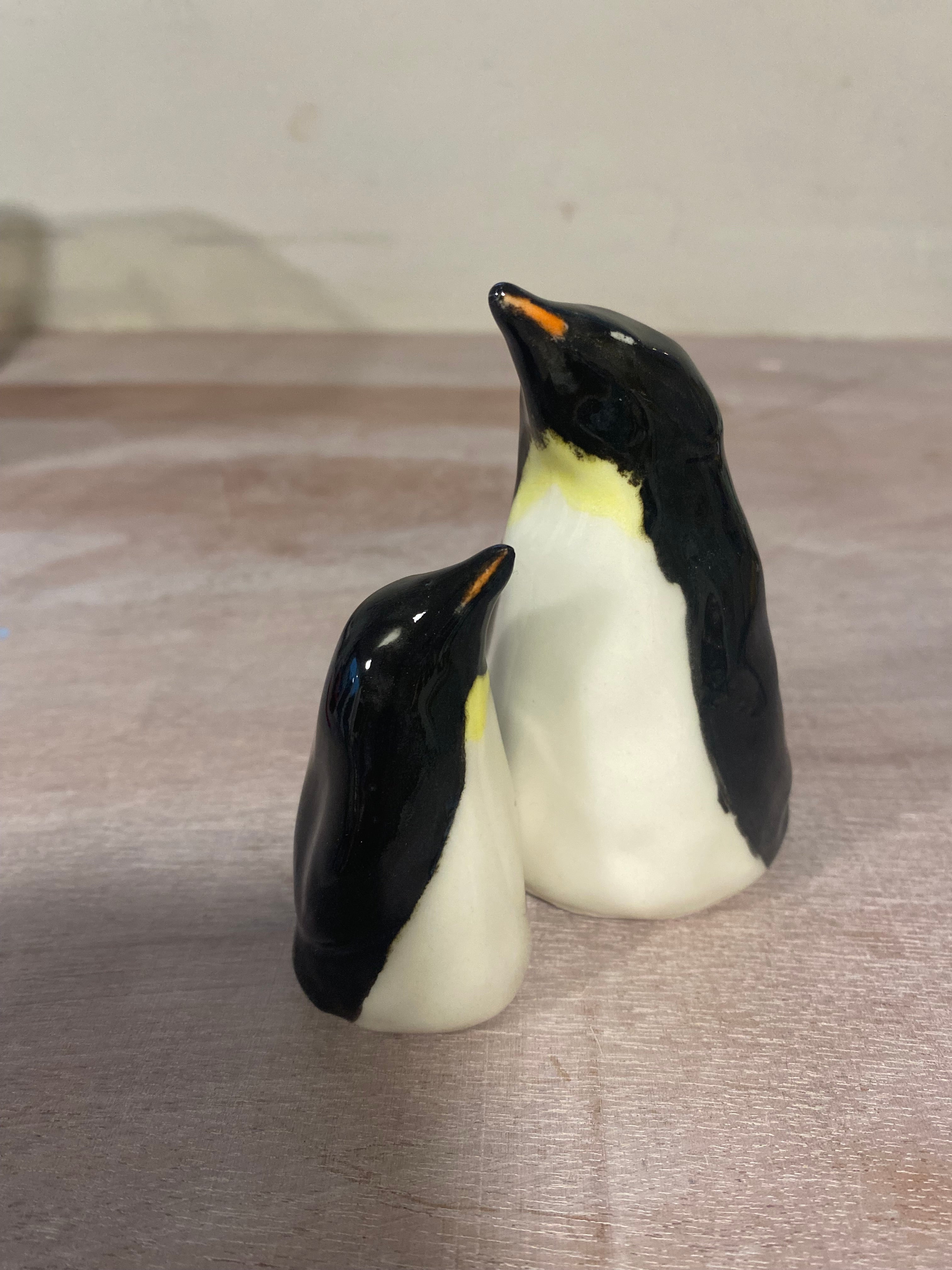Hand cast Penguin hand painted ceramics