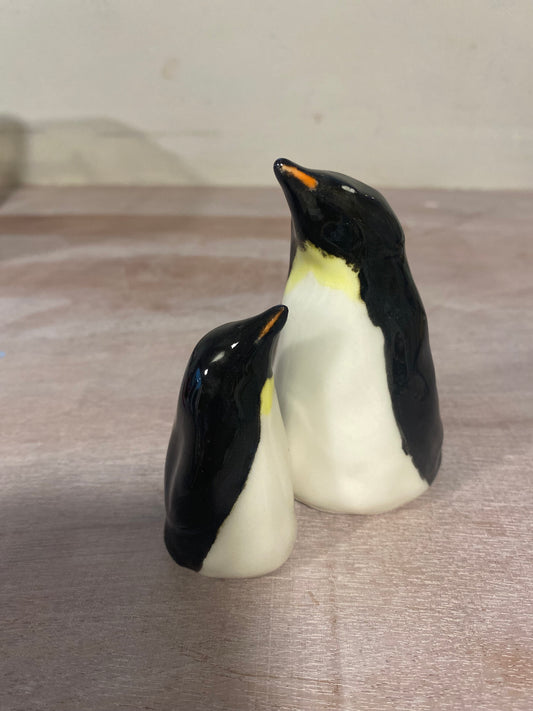 Hand cast Penguin hand painted ceramics