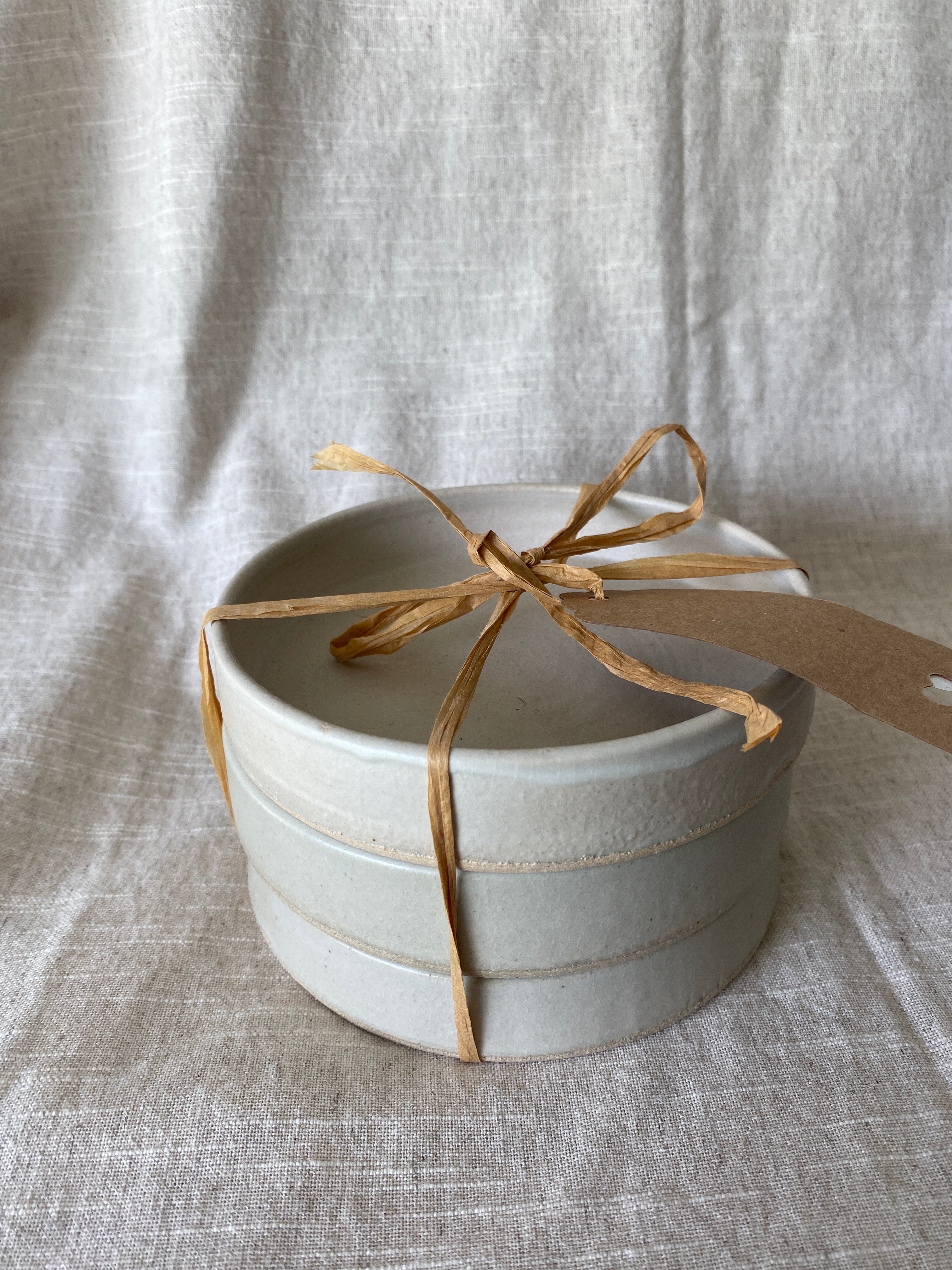 Tapas set hand crafted ceramic set of 3 in sage green