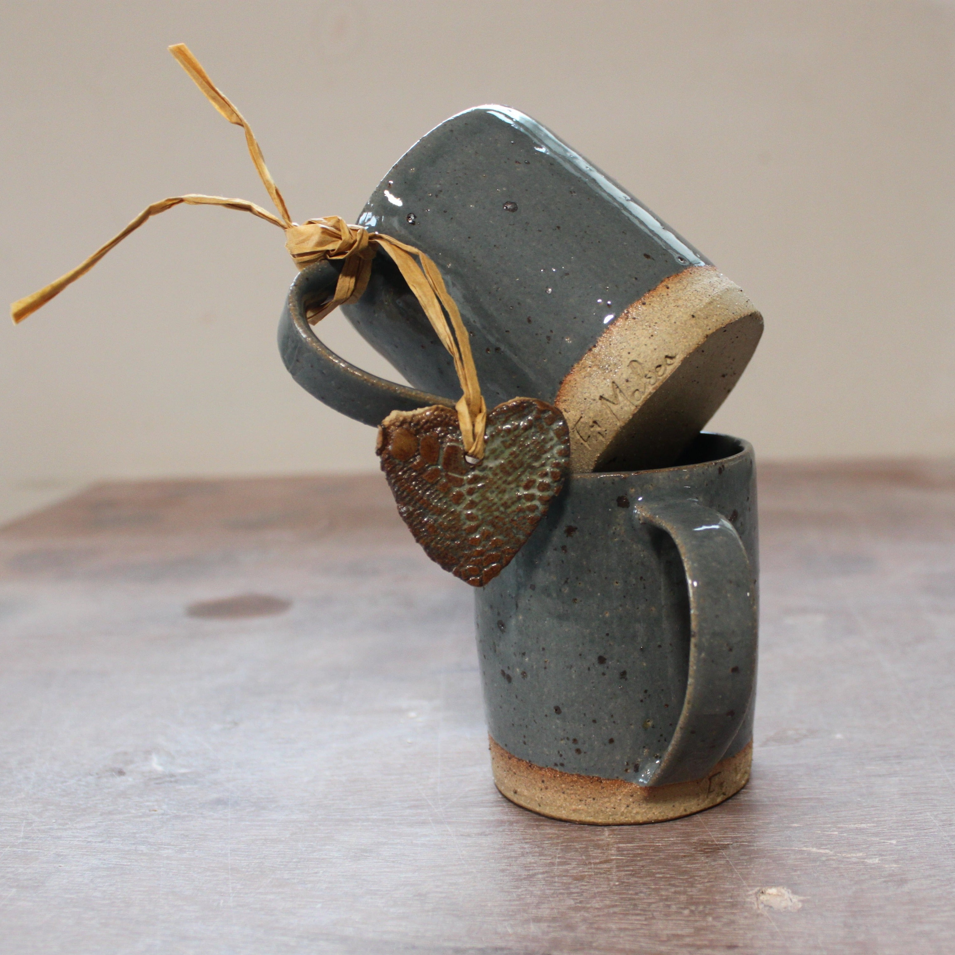 Espresso cup set handmade in blue grey glaze
