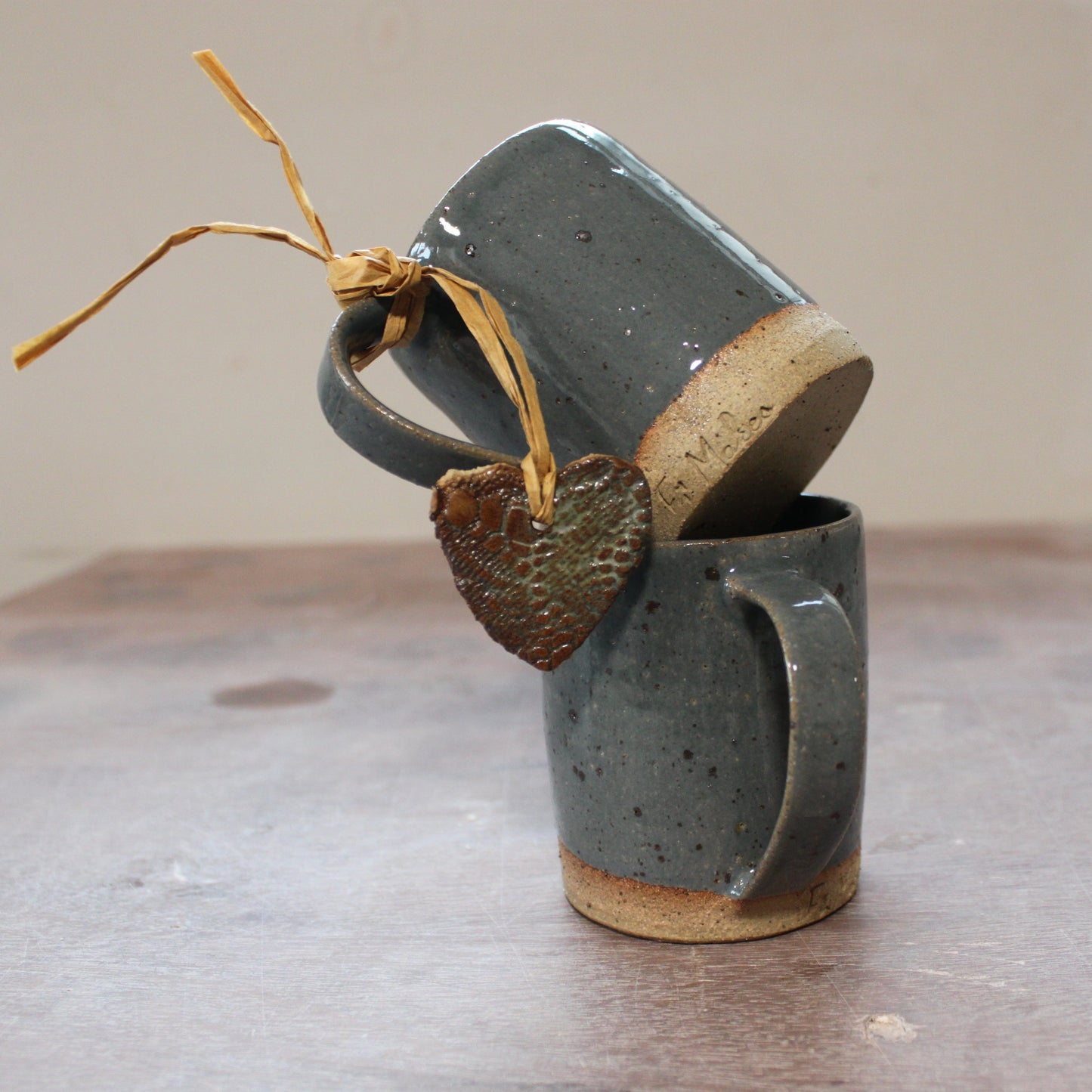 Espresso cup set handmade in blue grey glaze
